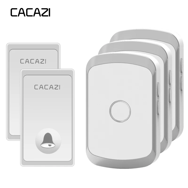 

CACAZI Self-powered Waterproof Wireless Doorbell LED Light No battery Button 200M Remote Home cordless doorbell EU Plug 36 Chime