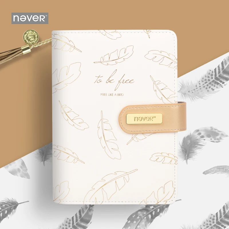 Never Foil Gold Feather A6 Notebooks And Journals Spiral Personal Diary Organizer Weekly Planner Gift Stationery School Supplies