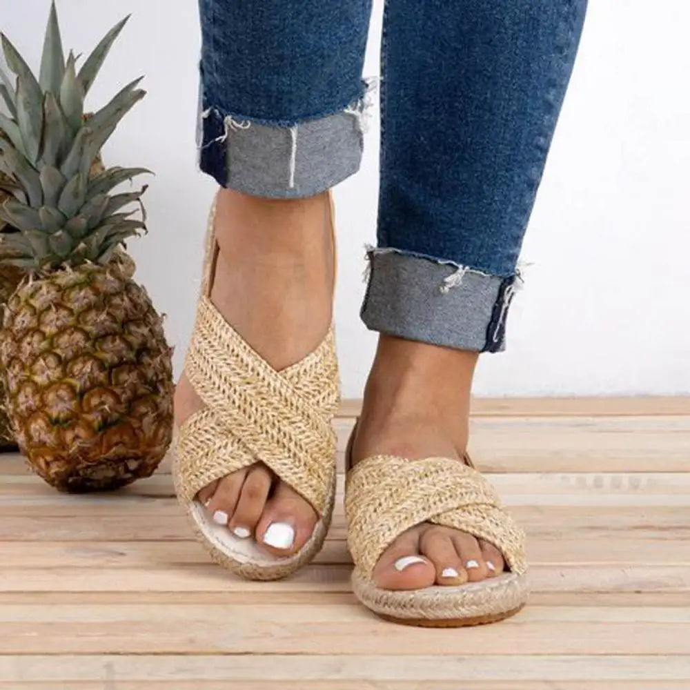 Womens Fashion Flats Straw Hemp Rope Elastic Band Casual Shoes Roman Sandals Summer Women Flip Flops Weaving Casual Beach Flat
Womens Fashion Flats Straw Hemp Rope Elastic Band Casual Shoes Roman Sandals Summer Women Flip Flops Weaving Casual Beach Flat