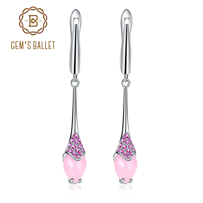 GEM'S BALLET Natural Pink Calcedony Earrings 925 Sterling Silver Gemstone Drop Earrings For Women Wedding Fine Jewelry
GEM'S BALLET Natural Pink Calcedony Earrings 925 Sterling Silver Gemstone Drop Earrings For Women Wedding Fine Jewelry