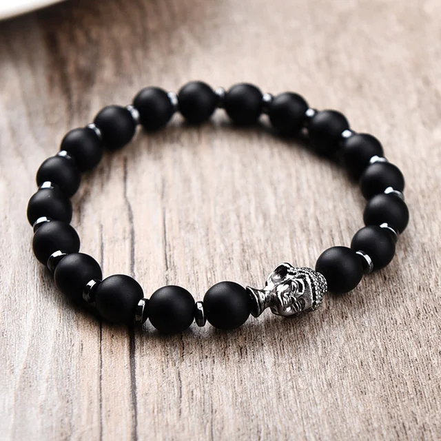 Bracelets et bracelets spirituels de bouddha pour hommes et femmes, perles d'hématite naturelle, pierre noire conviviale rée, bracelet hologramme, 8mm 2