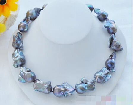 FREE SHIPPING hot sale~~~~~~ new Rare HUGE 33mm black baroque keshi Reborn necklace | Украшения и аксессуары