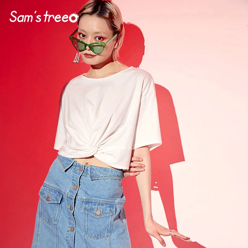 Samstree White Cotton Women Crop Top 2019 Summer Solid Sexy Streetwear Female T-shirts Fashion Casual O-Neck Loose Woman Tee
Samstree White Cotton Women Crop Top 2019 Summer Solid Sexy Streetwear Female T-shirts Fashion Casual O-Neck Loose Woman Tee