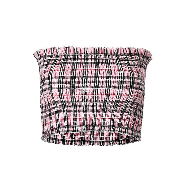Womens Clothes Female Fashion Short Style Strapless T-shirt Summer Women Sexy Plaid Slash Neck T-shirts Girls Sweet Crop Top
Womens Clothes Female Fashion Short Style Strapless T-shirt Summer Women Sexy Plaid Slash Neck T-shirts Girls Sweet Crop Top
