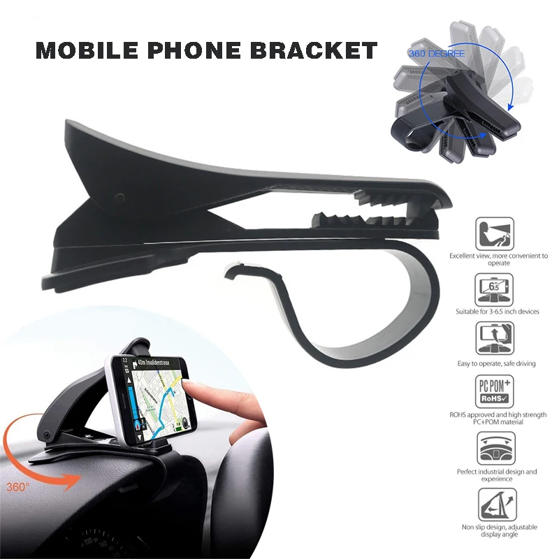 Universal Clip Fold 3.0" to 6.5" Mobile Phone ABS 360 Degree Black Car Dashboard Mount Holder Stand For Smart Cell Phones GPS
Universal Clip Fold 3.0" to 6.5" Mobile Phone ABS 360 Degree Black Car Dashboard Mount Holder Stand For Smart Cell Phones GPS