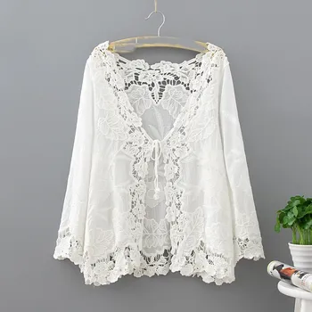 Summer Women Sunscreen Long Sleeve V-Neck Solid Color Casual Jackets Beach Loose Thin Embroidery Hollow Out Cotton Jackets
Summer Women Sunscreen Long Sleeve V-Neck Solid Color Casual Jackets Beach Loose Thin Embroidery Hollow Out Cotton Jackets