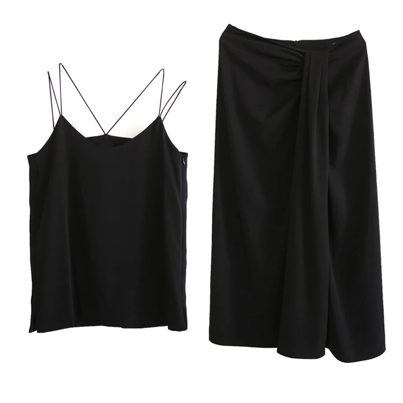 PERHAPS U black gray solid v neck sleeveless sling backless bag hip zipper midi skirt split Two-piece set summer Korean T0173
PERHAPS U black gray solid v neck sleeveless sling backless bag hip zipper midi skirt split Two-piece set summer Korean T0173