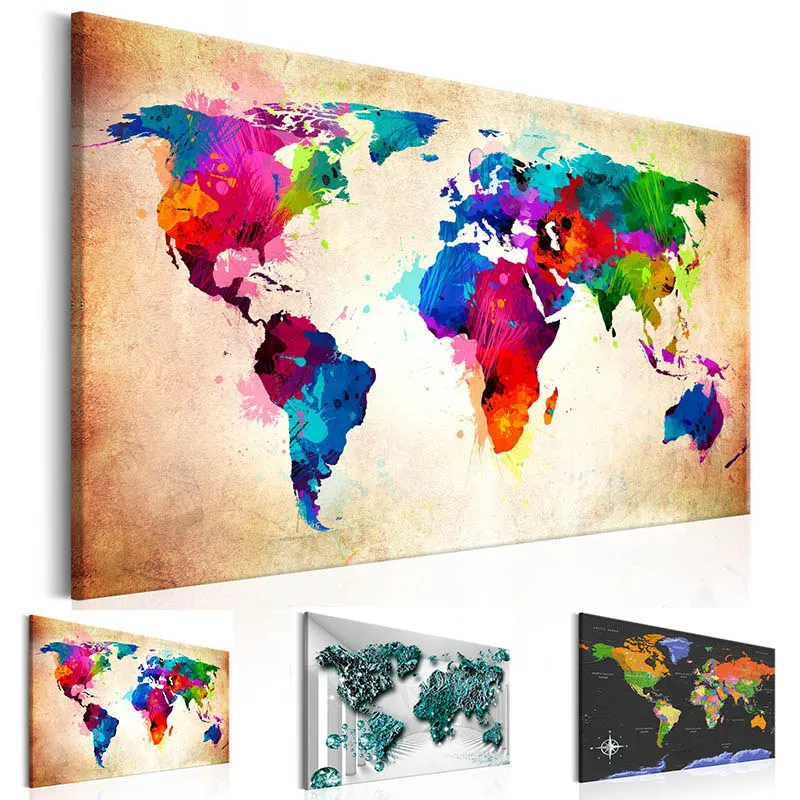 Modern Wall Art Single Pieces Colorful World Map Abstract Painting Canvas Poster Big Living Room Decor Home Poster Decoration
Modern Wall Art Single Pieces Colorful World Map Abstract Painting Canvas Poster Big Living Room Decor Home Poster Decoration