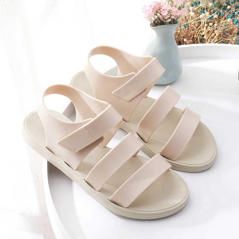 

MCCKLE Summer Women Sandals Hook & Loop Girl Rome Soft Jelly Sandals Open Toe Platform Comfort Female Casual Flat Beach Shoes