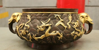 wholesale factory 12 Chinese Purple Bronze 24K Gold Dragon Statue Old Elephant Bowl Incense Burner 25% off
wholesale factory 12 Chinese Purple Bronze 24K Gold Dragon Statue Old Elephant Bowl Incense Burner 25% off