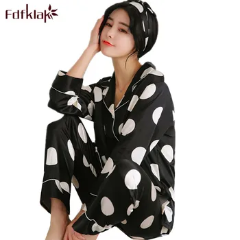 Fdfklak New Pajamas Set Two Piece Sleepwear Women Home Clothes Polka Dot Female Silk Pijama Spring Autumn Pyjamas Woman
Fdfklak New Pajamas Set Two Piece Sleepwear Women Home Clothes Polka Dot Female Silk Pijama Spring Autumn Pyjamas Woman