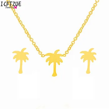 ICFTZWE Chain Stainless Steel Palm Tree Tattoo Choker Necklace Stud Earrings Gold Fashion Jewelry For Women
ICFTZWE Chain Stainless Steel Palm Tree Tattoo Choker Necklace Stud Earrings Gold Fashion Jewelry For Women