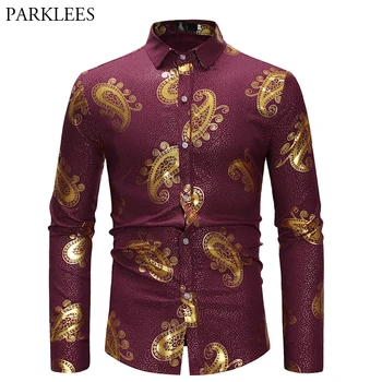 Men's Wine Red Paisley Print Long Sleeve Shirt Casual Slim Fit Premium Dress Shirt Men Business Social Polk Dot Chemise Homme XL
Men's Wine Red Paisley Print Long Sleeve Shirt Casual Slim Fit Premium Dress Shirt Men Business Social Polk Dot Chemise Homme XL