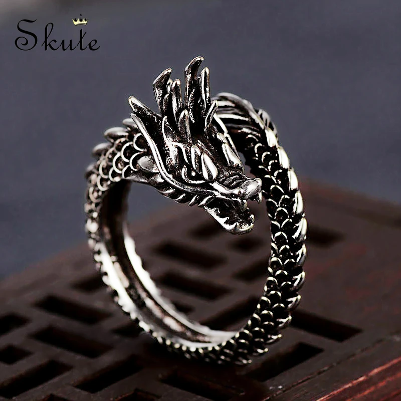 Skute Domineering Design Vintage Retro Adjustable 925 Silver Dragon Ring for Men Women Personality Fashion Finger Opening Rings
Skute Domineering Design Vintage Retro Adjustable 925 Silver Dragon Ring for Men Women Personality Fashion Finger Opening Rings