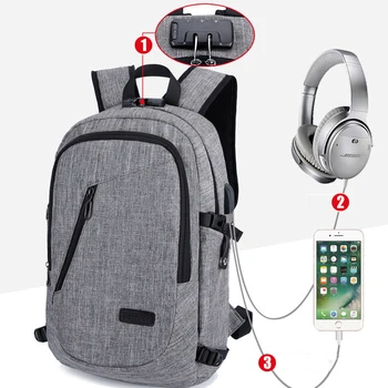 Man USB Charging Laptop Backpacks Headphone Plug Casual Travel school Bags Anti Theft Password Locks school Backpack mochila
Man USB Charging Laptop Backpacks Headphone Plug Casual Travel school Bags Anti Theft Password Locks school Backpack mochila