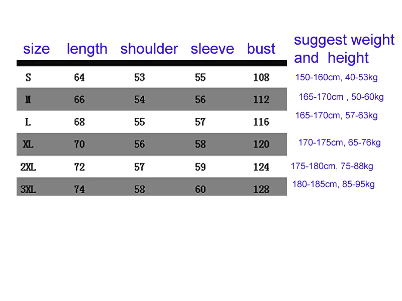 jacket size