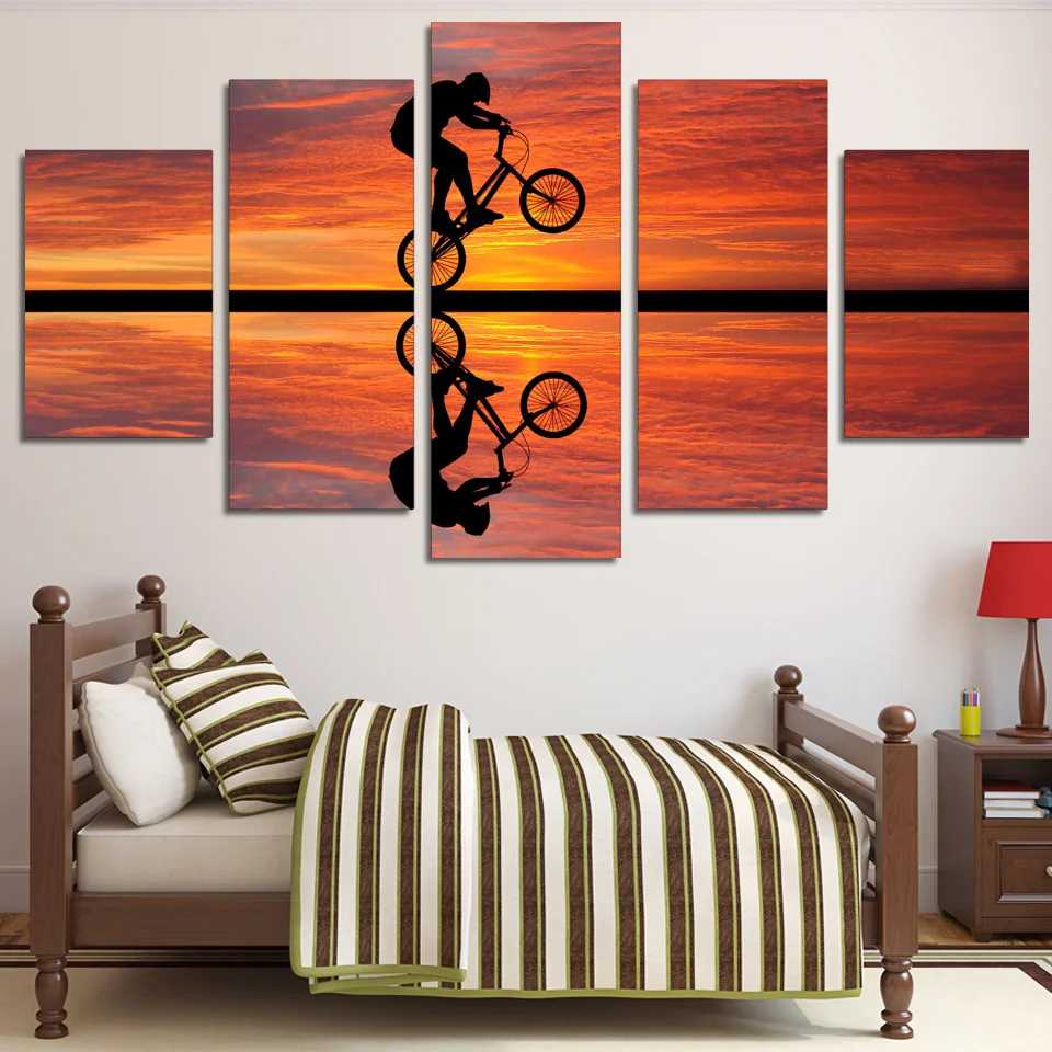 Modern Home Decoration Posters Wall Art Pictures 5 Panel Sunset Bike Cycling Living Room HD Printed Cuadros Painting Frame
Modern Home Decoration Posters Wall Art Pictures 5 Panel Sunset Bike Cycling Living Room HD Printed Cuadros Painting Frame