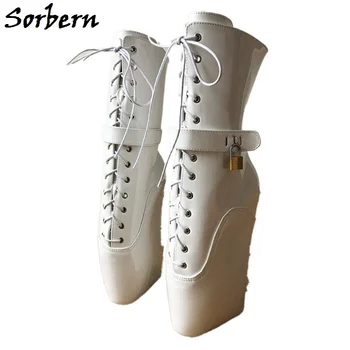 

Sorbern Elegant White Ballet Wedges Boots For Women Cross Tied Custom Wide Mid Calf Boots For Women Sexy Ankle Boots Gothic Shoe