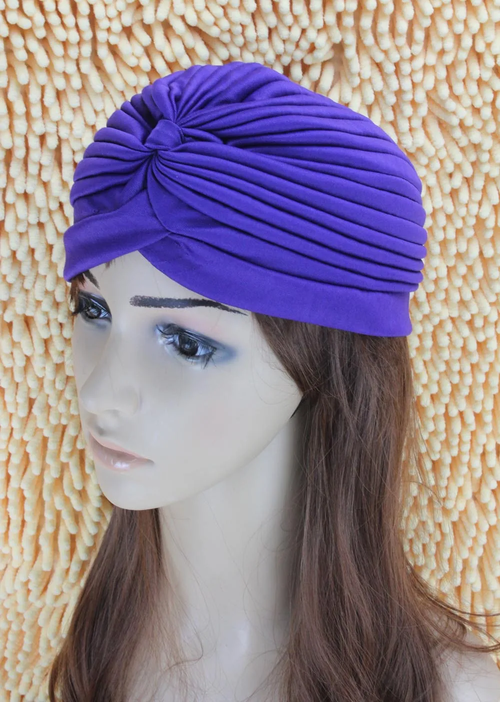 2016 New Fashion Women Turban Hat Bohemia 21 Solid Color Fold Beanies Female Simple Autumn Bonnet Indian Turban Hats For Women (13)