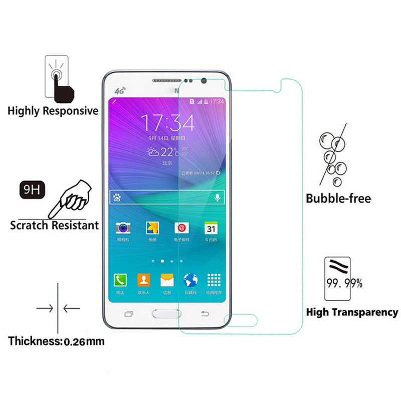 0-26mm-2-5D-Tempered-Glass-for-Samsung-GALAXY-Grand-Prime-9H-Explosion-proof-Protective-Film
