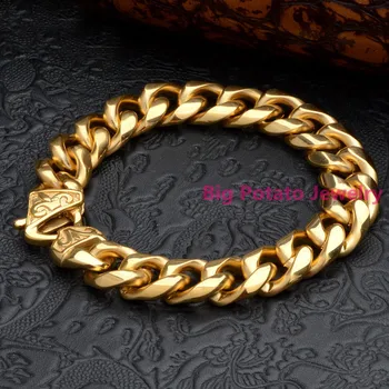 Top Classic Newest Design Men's Gold 316L Stainless Steel 8.66"*15mm Shiny Cuba Plus Flower Buckle Bracelet Jewelry
Top Classic Newest Design Men's Gold 316L Stainless Steel 8.66"*15mm Shiny Cuba Plus Flower Buckle Bracelet Jewelry