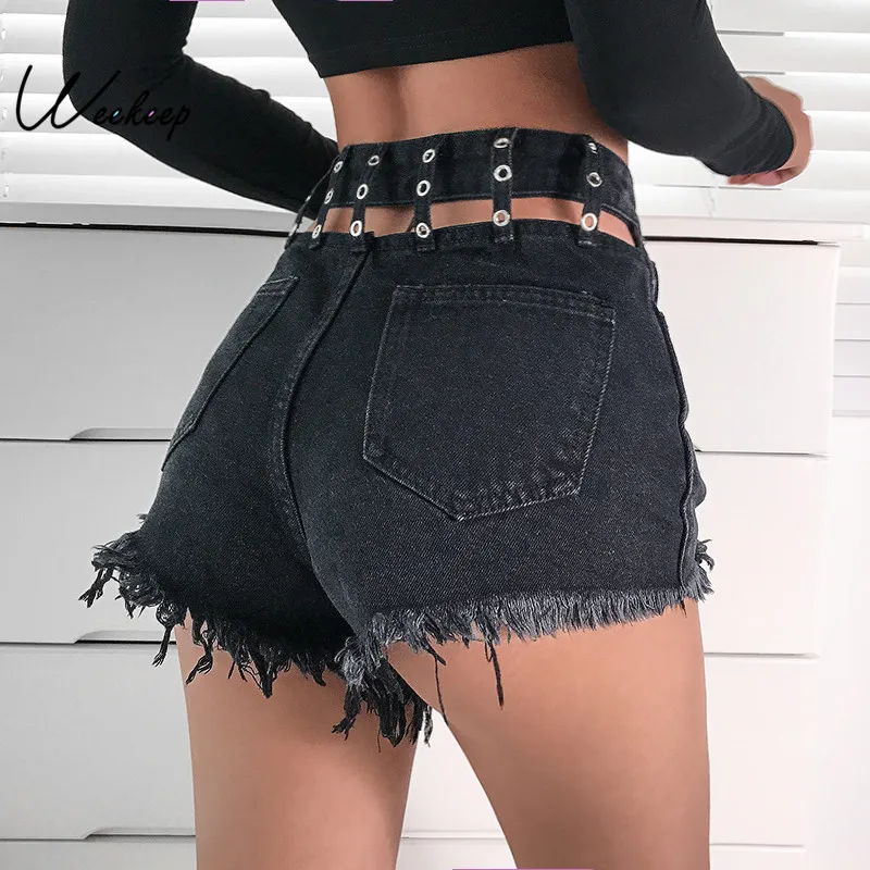 Weekeep Women Black High Waist Hollow Out Shorts Sexy Streetwear Demin Pockets Patchwork Short Jeans Feminino
Weekeep Women Black High Waist Hollow Out Shorts Sexy Streetwear Demin Pockets Patchwork Short Jeans Feminino