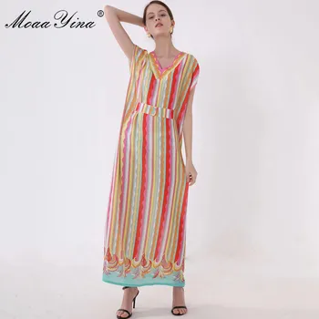 MoaaYina Fashion Designer Runway dress Spring Summer Women Dress Long sleeve Stripe Print Loose Maxi Robe Dresses
MoaaYina Fashion Designer Runway dress Spring Summer Women Dress Long sleeve Stripe Print Loose Maxi Robe Dresses