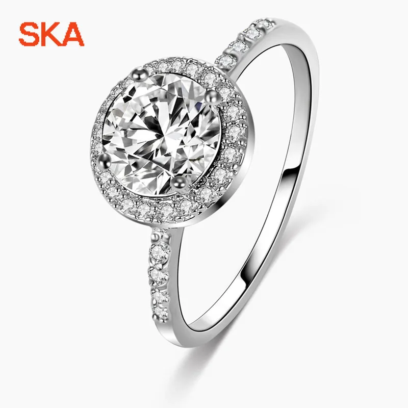 SKA Women's Ring Silver Plated Wedding Rings For Women Round AAA Zircon Fine Jewelry Fashion Female Engagement Accessories R61
SKA Women's Ring Silver Plated Wedding Rings For Women Round AAA Zircon Fine Jewelry Fashion Female Engagement Accessories R61