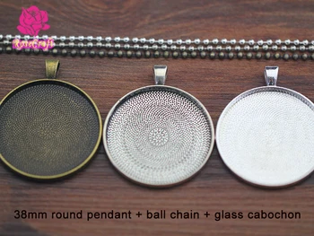 10kits 38mm Necklace Pendant Setting Blank Tray+2.4mm 24'' Ball Chain Necklace+38mm Clear Glass Cabochon Cameo for DIY Jewelry
10kits 38mm Necklace Pendant Setting Blank Tray+2.4mm 24'' Ball Chain Necklace+38mm Clear Glass Cabochon Cameo for DIY Jewelry