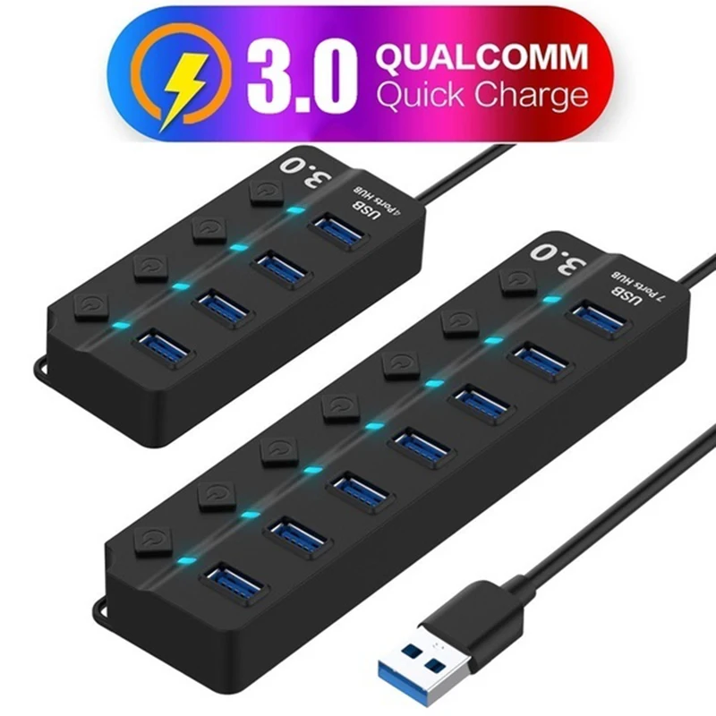 USB Hub 4/7 Ports USB 3.0 Charging Charger Hub High Speed on/Off Switches AC Power Adapter Splitter For PC Laptop rozdzielacz
USB Hub 4/7 Ports USB 3.0 Charging Charger Hub High Speed on/Off Switches AC Power Adapter Splitter For PC Laptop rozdzielacz