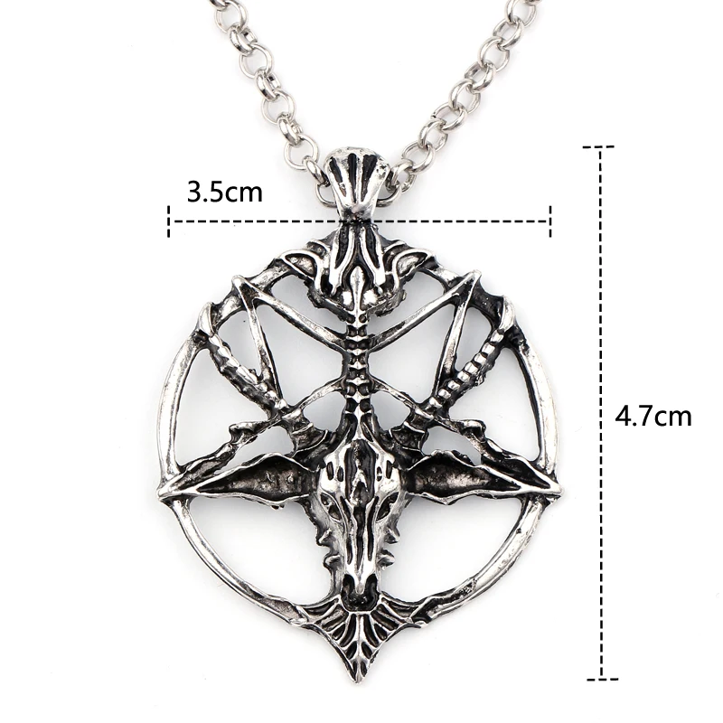 Pentagram Hollow Skull Round Goat Head Necklace Vintage Inverted Pentagram Skeleton Devil Satanism Pendants Necklaces For Men
Pentagram Hollow Skull Round Goat Head Necklace Vintage Inverted Pentagram Skeleton Devil Satanism Pendants Necklaces For Men