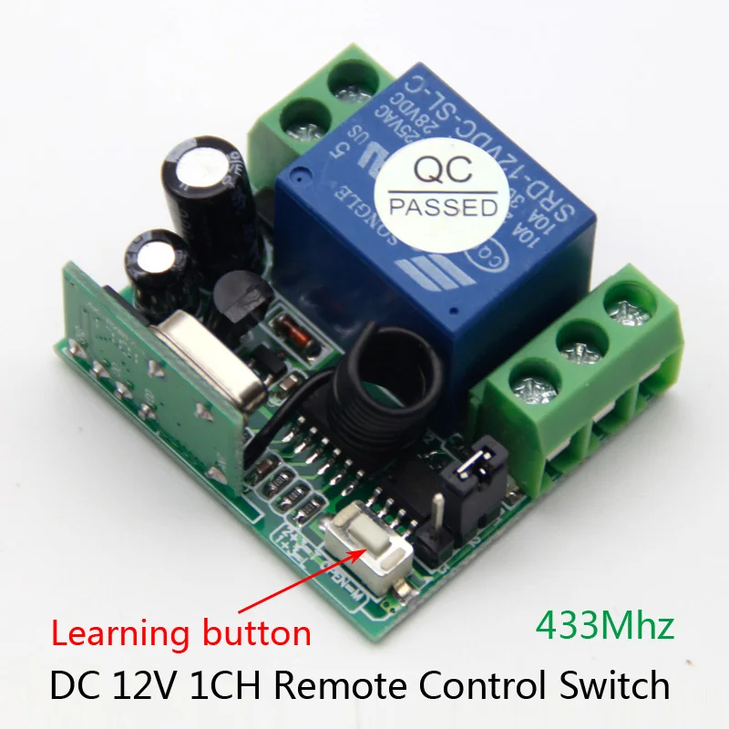 Wireless Remote Control Switch 433 Mhz DC 12V 10A 1CH relay 433Mhz Receiver Module For learning code Transmitter Remote
Wireless Remote Control Switch 433 Mhz DC 12V 10A 1CH relay 433Mhz Receiver Module For learning code Transmitter Remote