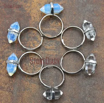 10Pcs White Quartz, Opal Ring Silver Electoplated Faceted Double Point Ring Adjustable RM11536
10Pcs White Quartz, Opal Ring Silver Electoplated Faceted Double Point Ring Adjustable RM11536