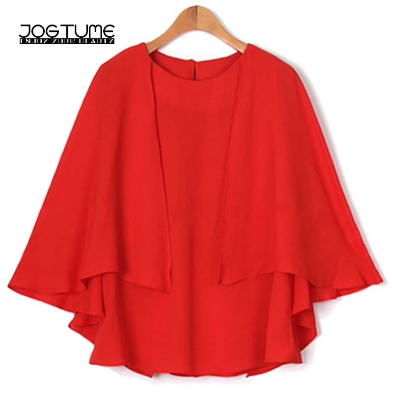 Office Ladies Chiffon Blouse Red Navy Color 2018 New Fashion Style Female Tops Cape Cloak Plus Size 5XL 6XL Womens Batwing Shirt
Office Ladies Chiffon Blouse Red Navy Color 2018 New Fashion Style Female Tops Cape Cloak Plus Size 5XL 6XL Womens Batwing Shirt