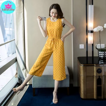 2019 summer new Korean style yellow wave point waist jumpsuit Regular Office Lady Jumpsuits Polyester Women's clothing
2019 summer new Korean style yellow wave point waist jumpsuit Regular Office Lady Jumpsuits Polyester Women's clothing