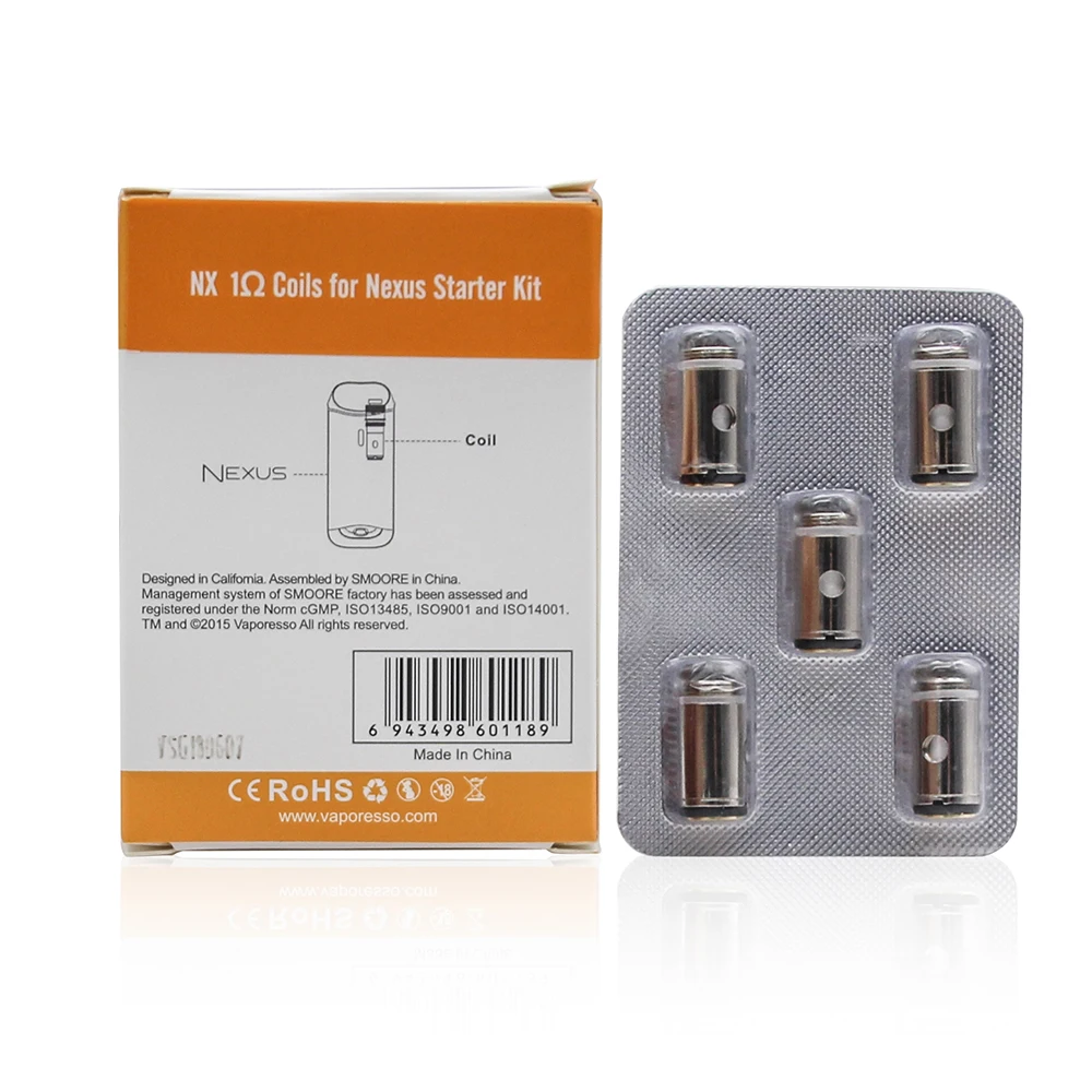5Pcs/lot Original Coil Nexus SS316L Cotton Coil 1ohm Replacement Coil Head For Nexus AIO Pod Kit
5Pcs/lot Original Coil Nexus SS316L Cotton Coil 1ohm Replacement Coil Head For Nexus AIO Pod Kit