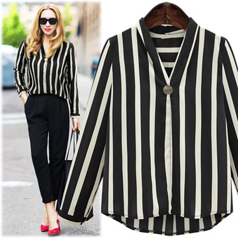 Elegance and simplicity Women Plus Size Striped Office Lady Long Sleeve V Neck Work Shirt Top Drop Shipping
Elegance and simplicity Women Plus Size Striped Office Lady Long Sleeve V Neck Work Shirt Top Drop Shipping