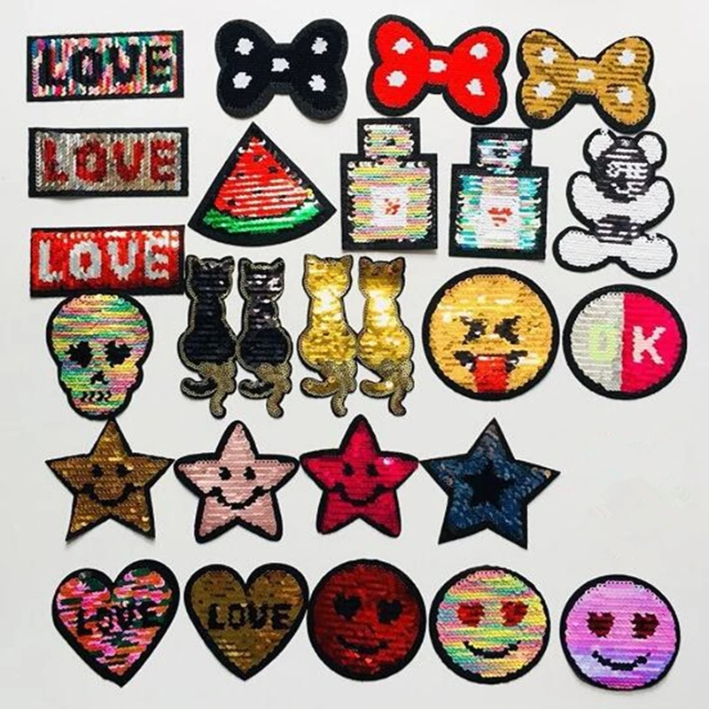 MIX Designs Reversible Change Color Sequins Patches Iron Sew On For Clothes DIY Patch Applique Crafts | Дом и сад
