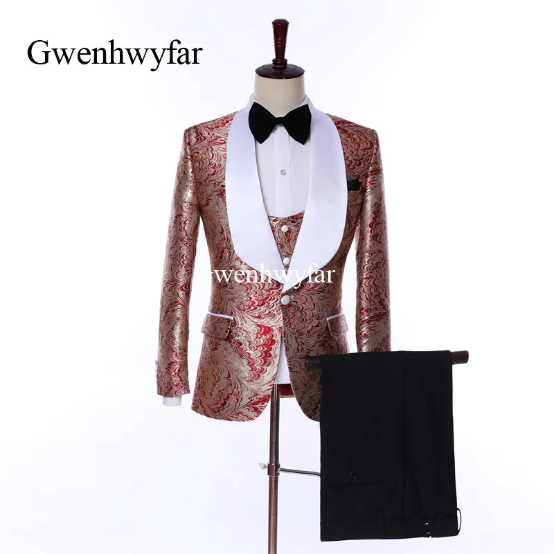 Gwenhwyfar Costume Homme Red Flower Business Men Party Suits 3 Pieces Slim Fit Wedding Tuxedos Groomsmen Best Man Formal Suits
Gwenhwyfar Costume Homme Red Flower Business Men Party Suits 3 Pieces Slim Fit Wedding Tuxedos Groomsmen Best Man Formal Suits