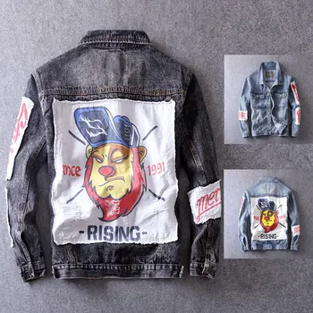 Fashion Streetwear Men Jacket Coats Patchwork Printed Blue Color Deim Jacket Men Hip Hop Jacket American Style jaqueta masculina
Fashion Streetwear Men Jacket Coats Patchwork Printed Blue Color Deim Jacket Men Hip Hop Jacket American Style jaqueta masculina