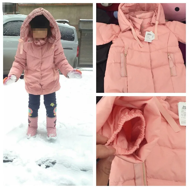 2018 Cold Winter Warm Thick Baby Child Girl Hoody Long Outerwear Pink Duck Down & Parkas Jacket & Coat For Girls 100-150 cm (1)