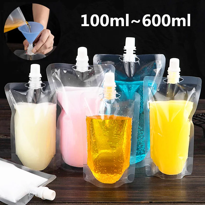 100pcs 100ml~600ml Transparent Stand up Spout Beverage Bag Plastic Spout Storage Pouch for Party Wedding Juice Beer with Funnels
100pcs 100ml~600ml Transparent Stand up Spout Beverage Bag Plastic Spout Storage Pouch for Party Wedding Juice Beer with Funnels