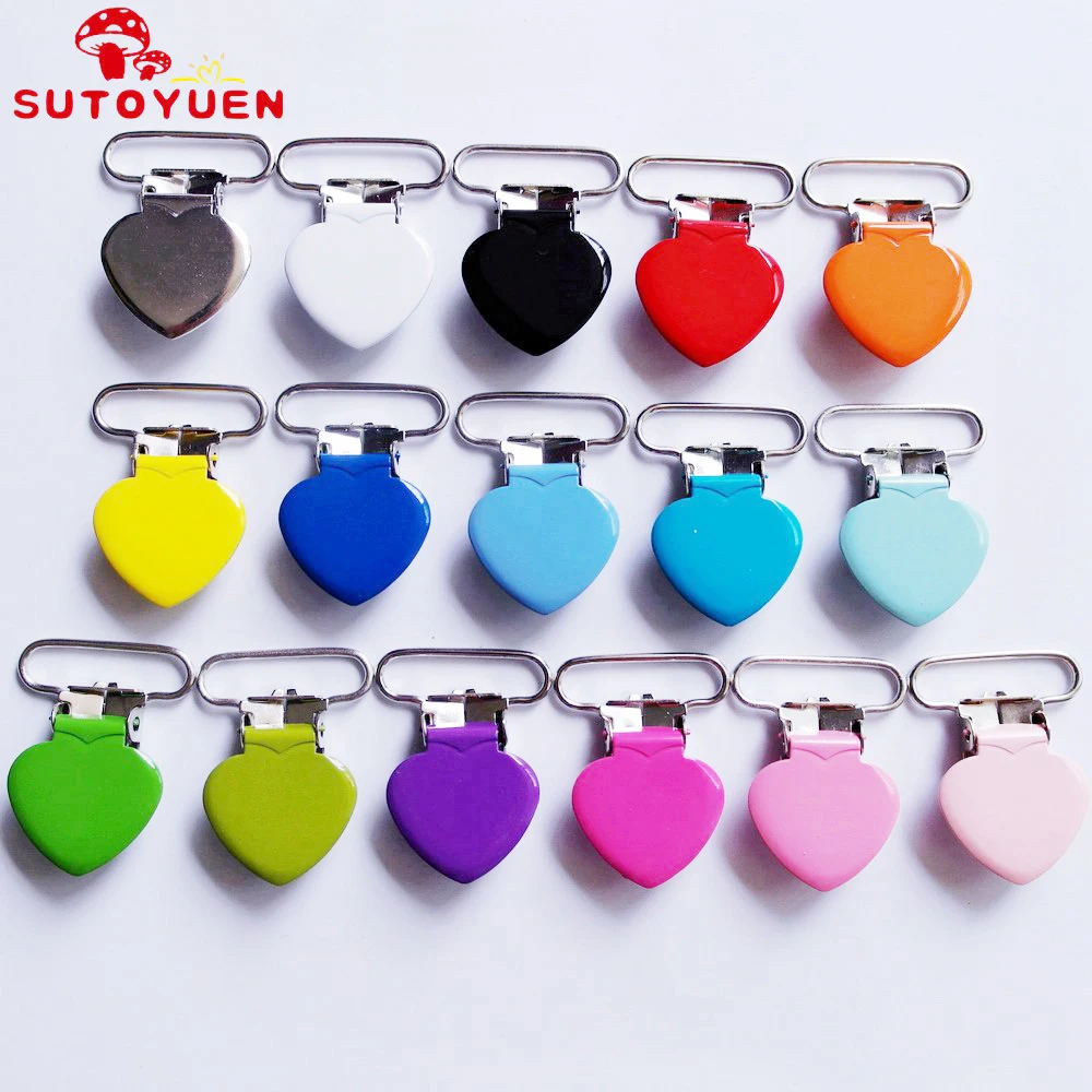 SUTOYUEN 1'' 25mm Heart Metal Clips for Suspender Pacifier Clips Enamel Suspender Clip Plastic Teeth Dummy Toy Holder 32Pcs
SUTOYUEN 1'' 25mm Heart Metal Clips for Suspender Pacifier Clips Enamel Suspender Clip Plastic Teeth Dummy Toy Holder 32Pcs