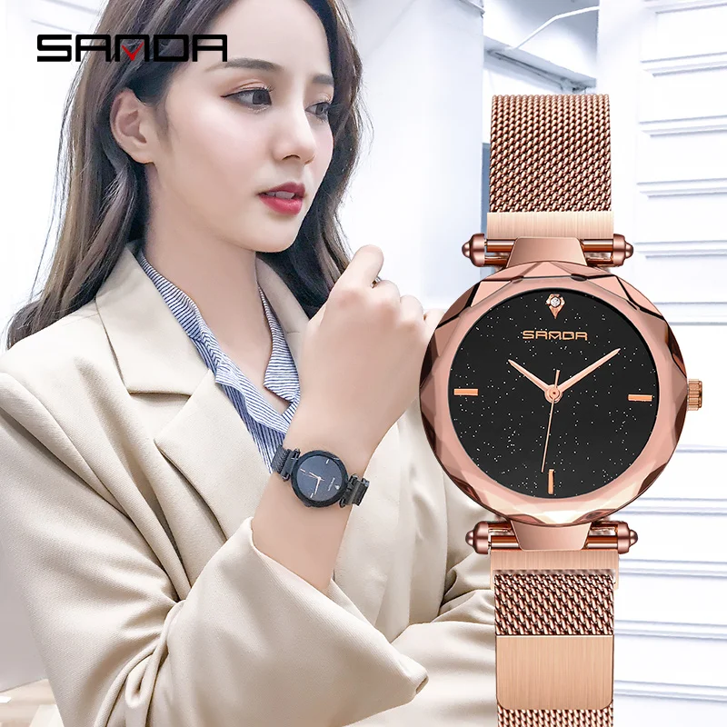 High quality Women's Watch luxury SANDA Star Diamond Magnet Mesh Strap Women Waterproof Quartz Ladies Watch for Girlfriend Gift
High quality Women's Watch luxury SANDA Star Diamond Magnet Mesh Strap Women Waterproof Quartz Ladies Watch for Girlfriend Gift
