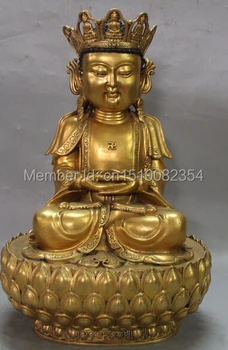 13"Chinese Purple Bronze 24K Gold Seat Lotus Kwan-yin Bodhisattva Goddess Statue
13"Chinese Purple Bronze 24K Gold Seat Lotus Kwan-yin Bodhisattva Goddess Statue