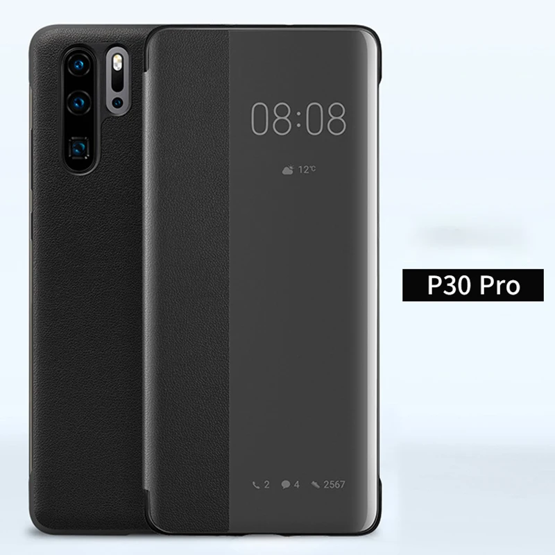 For Huawei P30 Pro Smart View Window Flip Leather Shockproof Case Cover Luxury Mirror Flip Case For Huawei P30 lite Pro Fundas