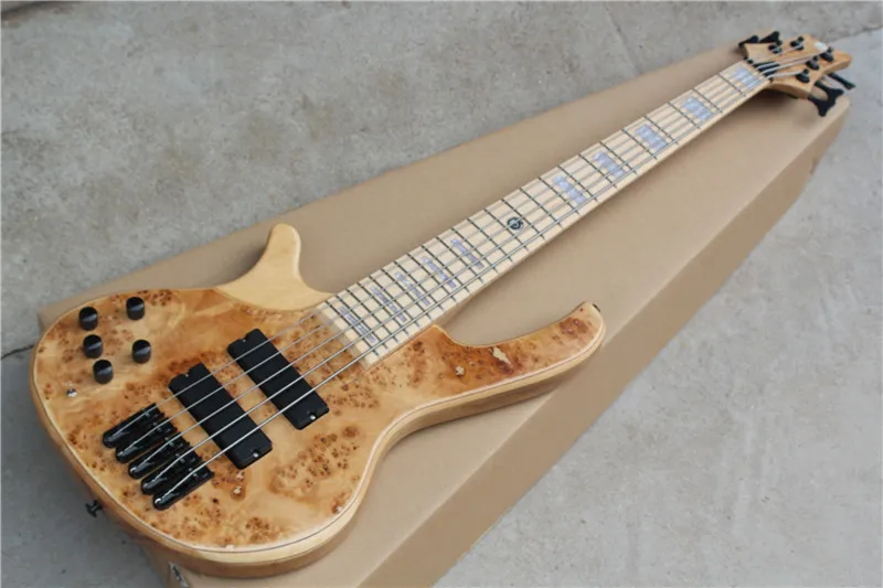 Factory custom 5 strings left hand electric bass guitar with 19mm strings space,burl veneer,active circuit,can be customized
Factory custom 5 strings left hand electric bass guitar with 19mm strings space,burl veneer,active circuit,can be customized
