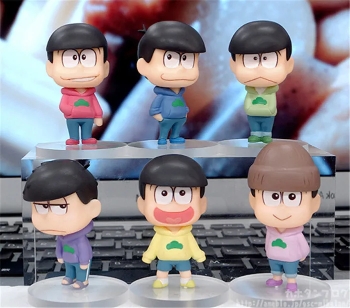 6 pcs Anime Osomatsu-san toys Mr osomatsu san Karamatsu Ichimatsu figures mini PVC dolls set 6.5cm for gift free shipping
6 pcs Anime Osomatsu-san toys Mr osomatsu san Karamatsu Ichimatsu figures mini PVC dolls set 6.5cm for gift free shipping