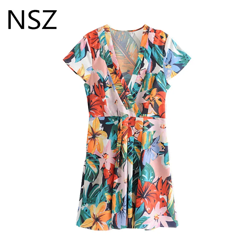 NSZ Women Print Summer Mini Wrap Dress Short Sleeve Cross V Neck A-Line Pleated Dresses Pocket High Split Short Dress Vestido
NSZ Women Print Summer Mini Wrap Dress Short Sleeve Cross V Neck A-Line Pleated Dresses Pocket High Split Short Dress Vestido