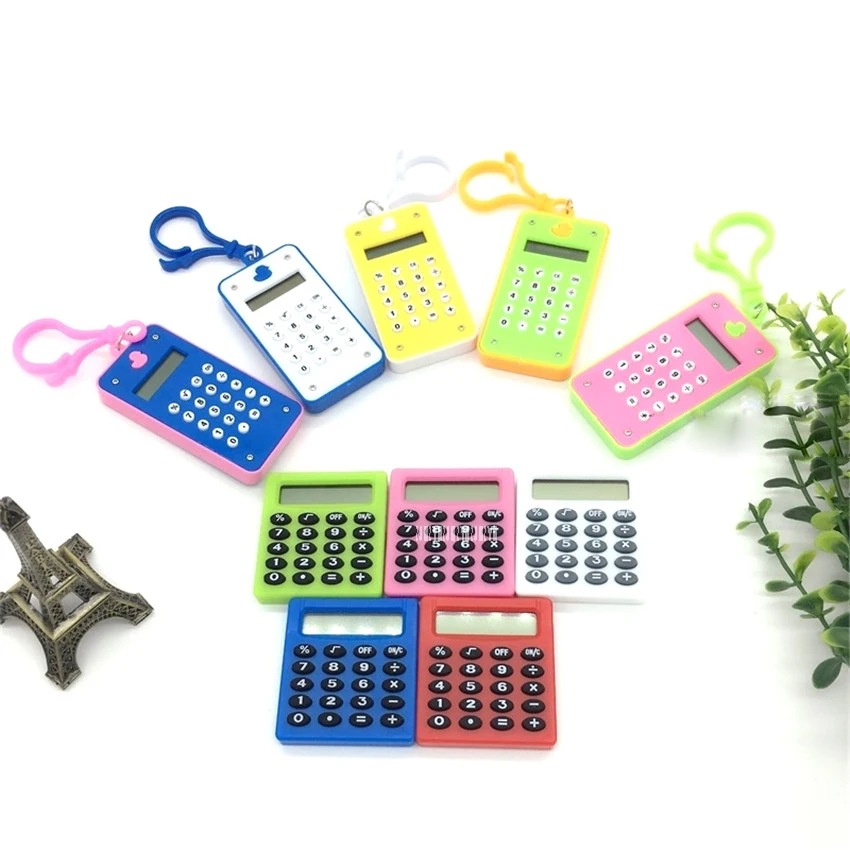 Image 50pcs Mini Candy color Calculator Function Students Office Collection Calculator Novelty Student Gift LED Screen material 8 bits